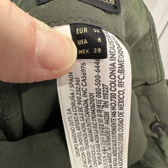 Massimo Dutti Olive Green Wide Leg Trousers High Rise Size 6 5010/558/500 NWT - Picture 7 of 9